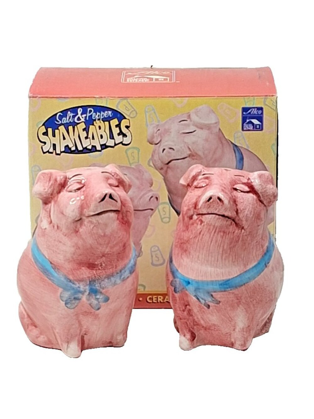 Vintage Alco Pig Salt & Pepper Shakeables NEW Ceramic Shakers 3"